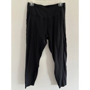 Halara Crossover Leggings Womens Large Black Active Workout Sporty Travel Yoga